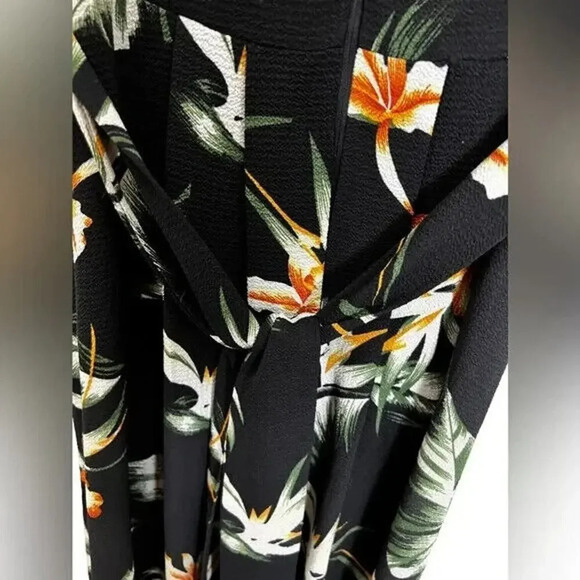 ASOS AX Paris Leaf Print Belted Midi Dress Size 6 Multicolor Women's - Picture 5 of 8